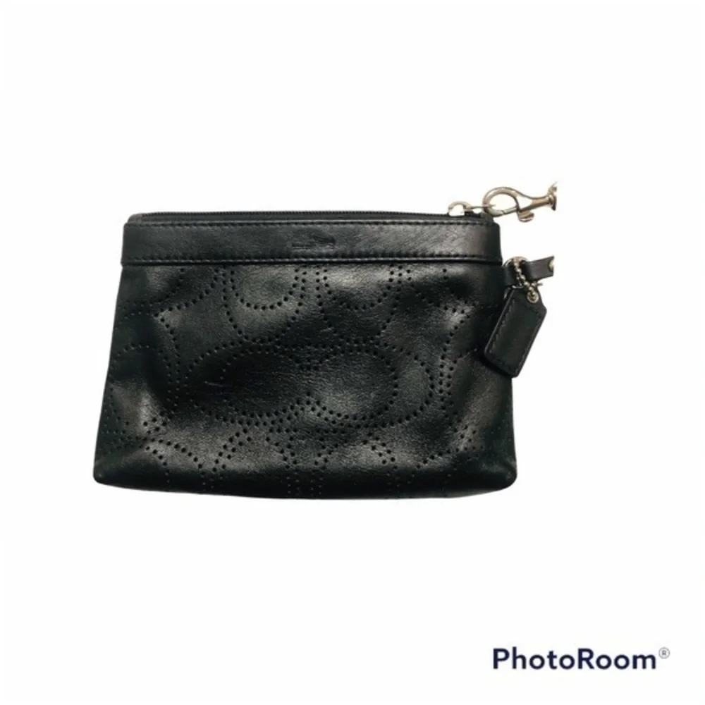 Coach signature perforated c wristlet bag